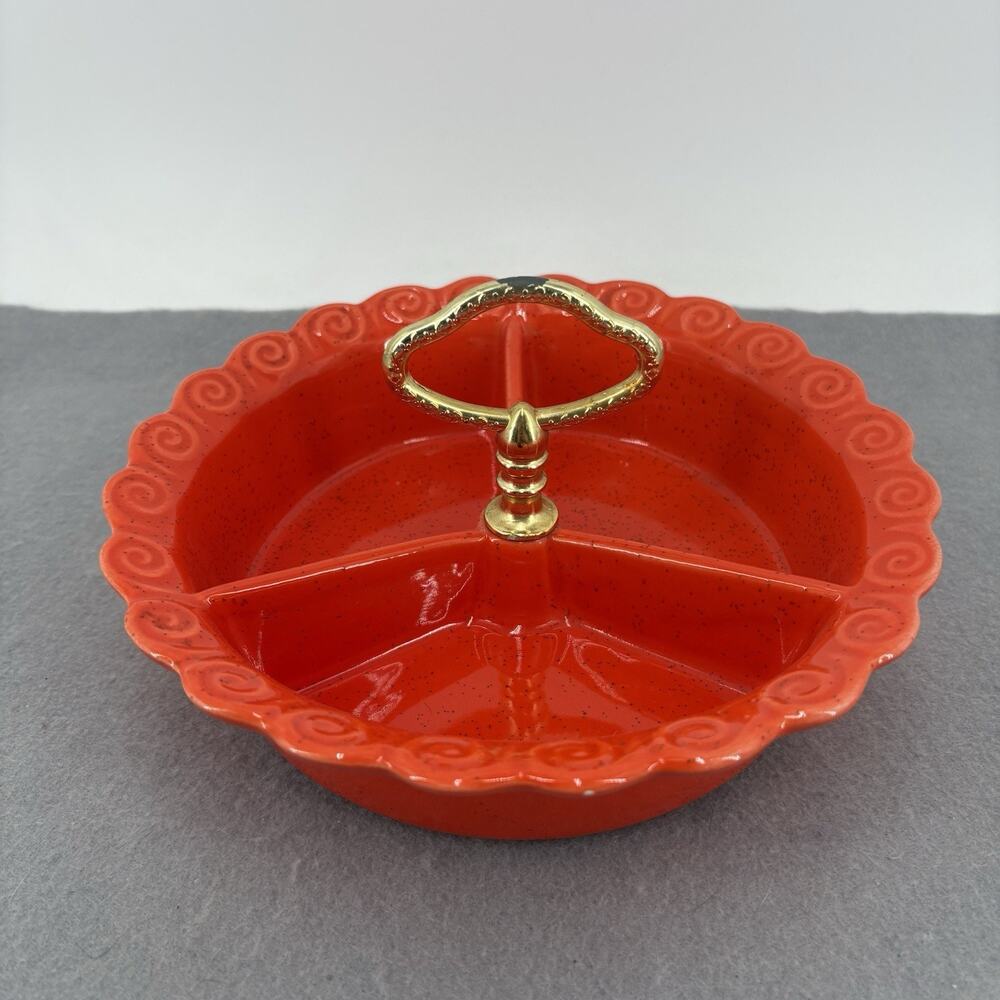 Vintage California USA Pottery 267 Divided Candy/Condiment Dish MCM EUC